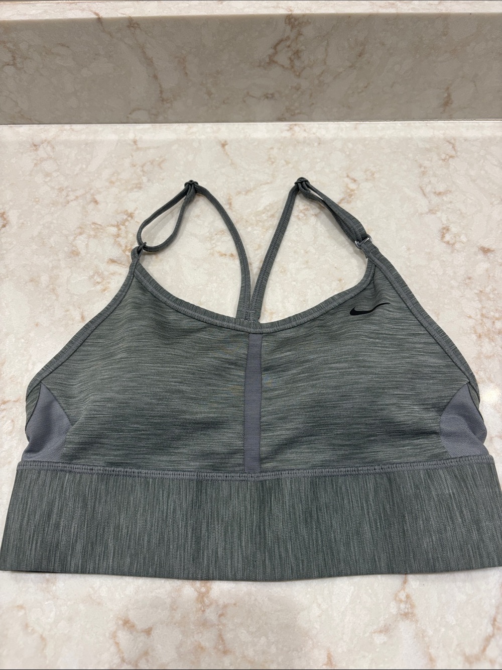 Nike Gray Heather Strappy V-Back Sports Bra